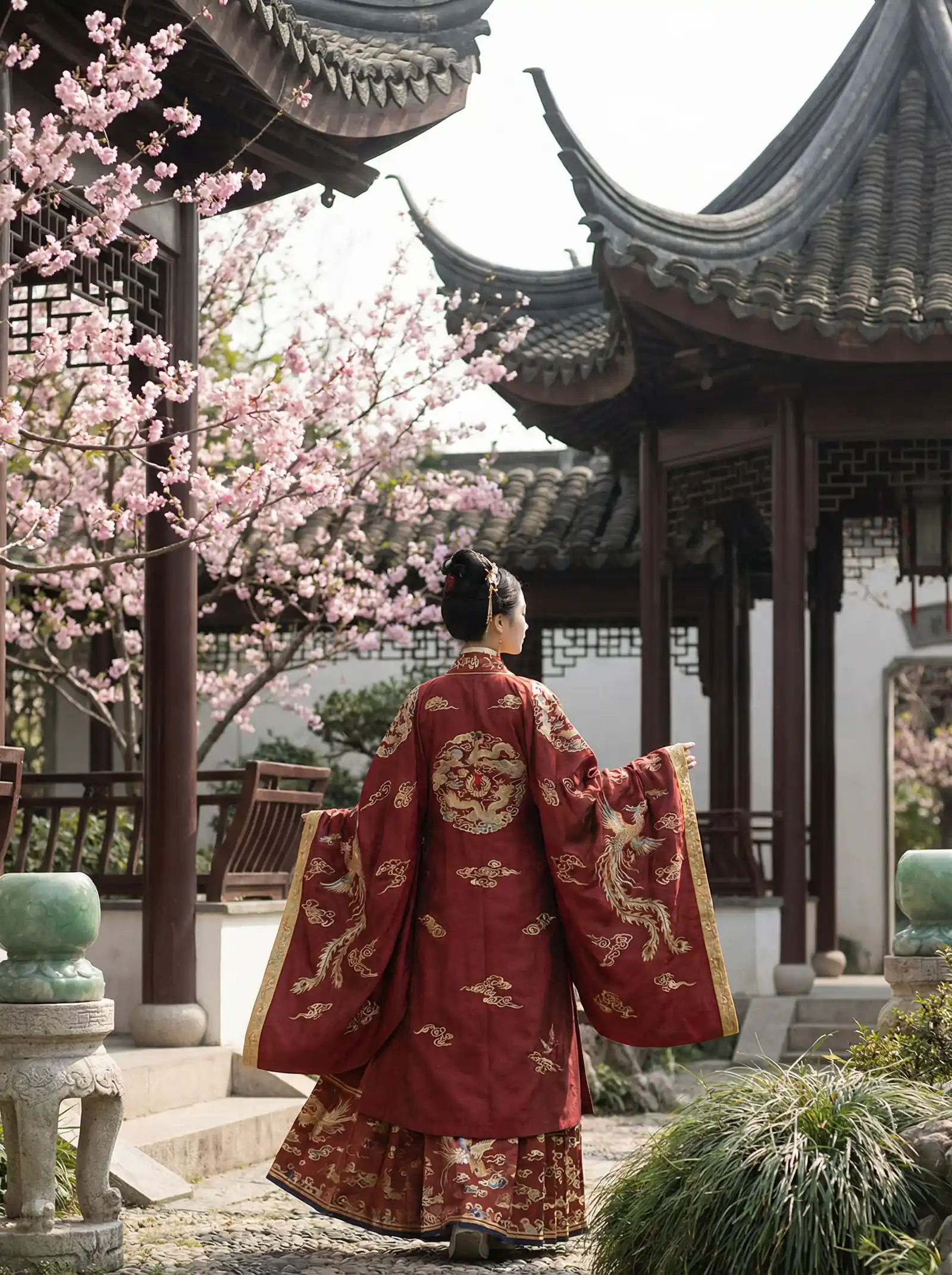 lol手游内测资格申请 明制汉服红色凤凰刺绣